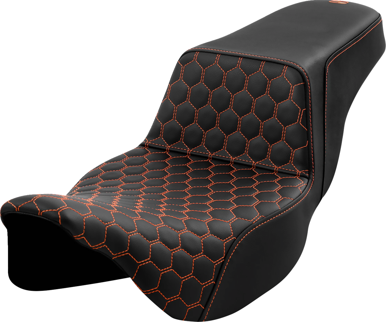 SADDLEMEN Step-Up Seat - Honeycomb - Extended Reach - Orange Stitching - FL '08-'23 808-07B-17803