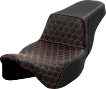 SADDLEMEN Step-Up Seat - Honeycomb - Extended Reach - Orange Stitching - FL '08-'23 808-07B-17803