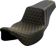 SADDLEMEN Step-Up Seat - Honeycomb - Extended Reach - Gold Stitching - FL '08-'23 808-07B-17807