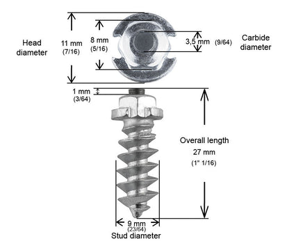 1" 25mm Shoulder Screw Studs Qty 200