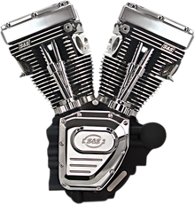 S&S CYCLE T124 Long Block Engine - Wrinkle Black and Chrome - Touring 310-0401A