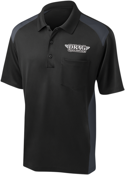 THROTTLE THREADS Drag Specialties Polo Shirt - Black/Charcoal - Medium DRG30CS416BCHMD