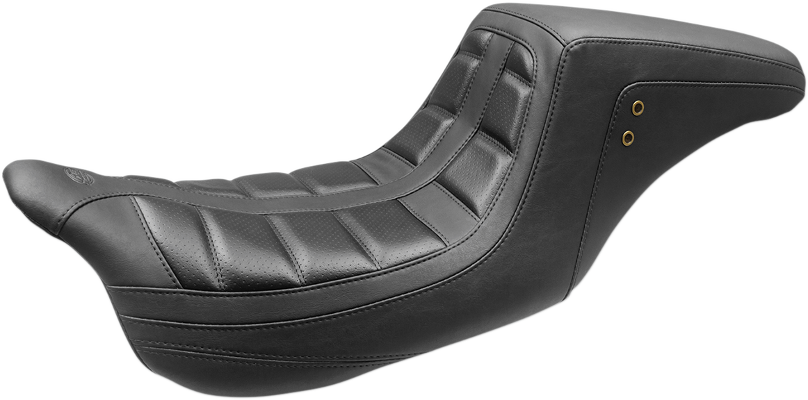 MUSTANG Squareback One-Piece Seat - Tuck and Roll - Black w/ Black Stitching - FL '08-'25 75239