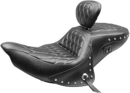 MUSTANG Heated Seat - with Backrest - Diamond - Chief/Chieftan/Roadmaster/Dark Horse '14-'24 79664WT