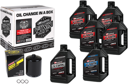 MAXIMA RACING OIL Twin Cam Synthetic 20W-50 Oil Change Kit - Black Filter 90-119016PB
