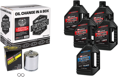 MAXIMA RACING OIL Sportster Synthetic 20W-50 Oil Change Kit - Chrome Filter 90-119015PC