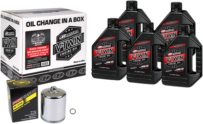 MAXIMA RACING OIL Quick Change M8 Synthetic 20W-50 Oil Change Kit - Chrome Filter 90-129015PC