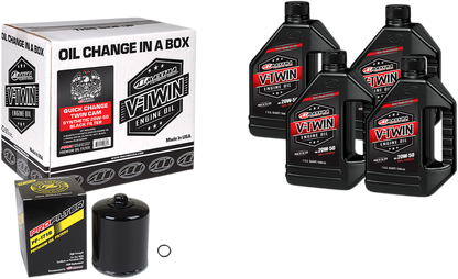 MAXIMA RACING OIL Quick Change Twin Cam Synthetic 20W-50 Oil Change Kit - Black Filter 90-119014PB