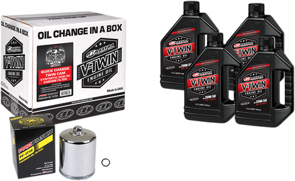 MAXIMA RACING OIL Quick Change Twin Cam Synthetic 20W-50 Oil Change Kit - Chrome Filter 90-119014PC