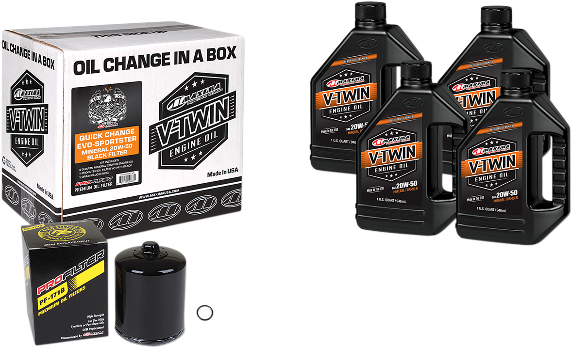 MAXIMA RACING OIL Evo/Sportster Quick Oil Change Kit - Black Filter 90-069014PB