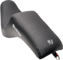 SLYFOX Drifter Seat - Gray Logo - Black Vinyl w/ Slipstop - Carbon Fiber - Dyna '96-'03 4883B-slyfox