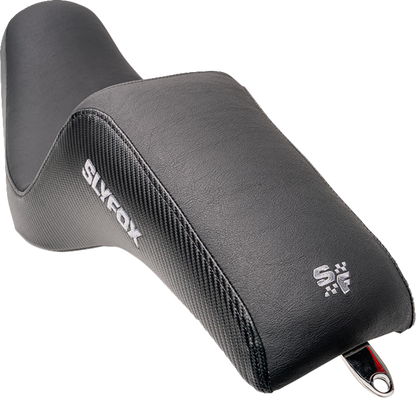 SLYFOX Drifter Seat - Gray Logo - Black Vinyl w/ Slipstop - Carbon Fiber - Dyna '96-'03 4883B-slyfox
