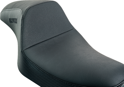 SLYFOX Drifter Seat - Black Logo - Black Vinyl w/ Slipstop - Carbon Fiber - XL '04-'22 4684A-slyfox