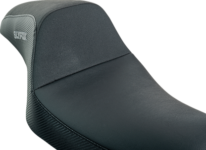 SLYFOX Drifter Seat - Gray Logo - Black Vinyl w/ Slipstop - Carbon Fiber - XL '04-'22 4684B-slyfox
