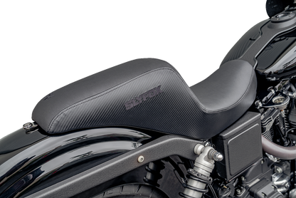 SLYFOX Drifter Seat - Black Logo - Black Vinyl w/ Slipstop - Carbon Fiber - Dyna '96-'03 4683A-slyfox