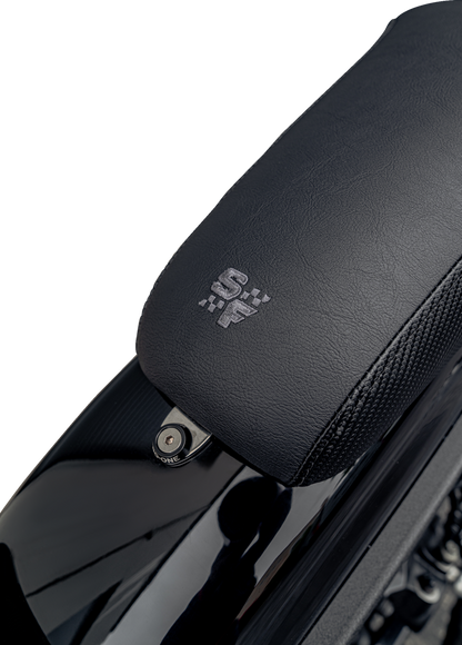 SLYFOX Drifter Seat - Gray Logo - Black Vinyl w/ Slipstop - Carbon Fiber - Dyna '96-'03 4883B-slyfox
