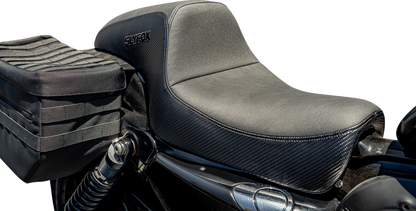 SLYFOX Drifter Seat - Black Logo - Black Vinyl w/ Slipstop - Carbon Fiber - XL '04-'22 4684A-slyfox