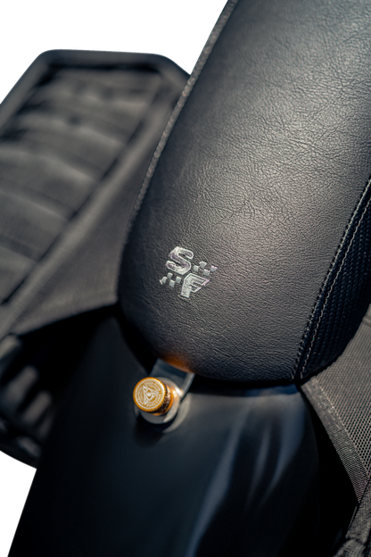 SLYFOX Drifter Seat - Gray Logo - Black Vinyl w/ Slipstop - Carbon Fiber - XL '04-'22 4684B-slyfox