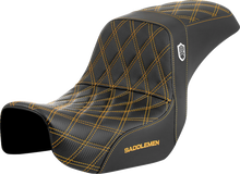SADDLEMEN Pro Series SDC Performance Seat - Carbon Fiber/Lumbar Gripper - Gold Stitch - Dyna '06-'17 SC80604GOL
