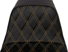SADDLEMEN Pro Series SDC Performance Seat - Carbon Fiber/Lumbar Gripper - Gold Stitch - Dyna '06-'17 SC80604GOL