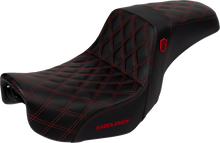 SADDLEMEN Pro Series SDC Performance Seat - Carbon Fiber/Lumbar Gripper - Red Stitch - Dyna '06-'17 SC80604RED