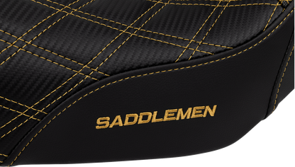 SADDLEMEN Pro Series SDC Performance Seat - Carbon Fiber/Lumbar Gripper - Gold Stitch - Dyna '06-'17 SC80604GOL