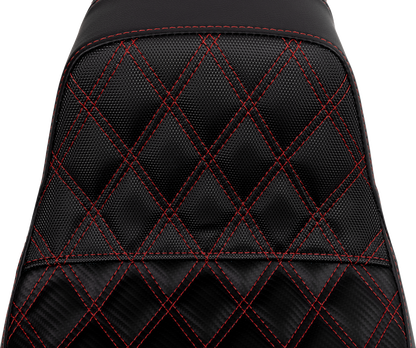 SADDLEMEN Pro Series SDC Performance Seat - Carbon Fiber/Lumbar Gripper - Red Stitch - Dyna '06-'17 SC80604RED