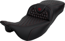 SADDLEMEN RoadSofa™ Seat - Honeycomb - Red Stitch - Extended Reach - without Backrest - FLH/FLT '08-'24 808-07B-19004