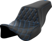 SADDLEMEN Step-Up Seat - Front Lattice Stitch - Blue Stitch - FLH/FLT '08-'23 808-07B-17201
