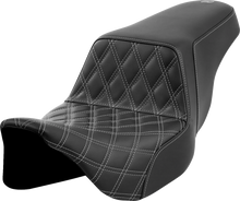 SADDLEMEN Step-Up Seat - Front Lattice Stitch - Dark Gray Stitch - FLH/FLT '08-'23 808-07B-17202