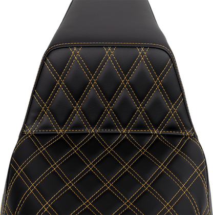 SADDLEMEN Step-Up Seat - Front Lattice Stitch - Gold Stitch - FLH/FLT '08-'23 808-07B-17207
