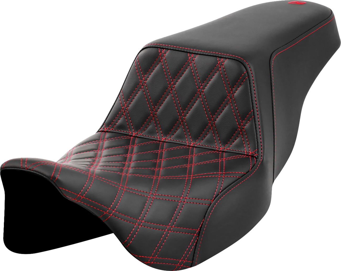 SADDLEMEN Step-Up Seat - Front Lattice Stitch - Red Stitch - FLH/FLT '08-'23 808-07B-17204
