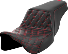 SADDLEMEN Step-Up Seat - Front Lattice Stitch - Red Stitch - FLH/FLT '08-'23 808-07B-17204