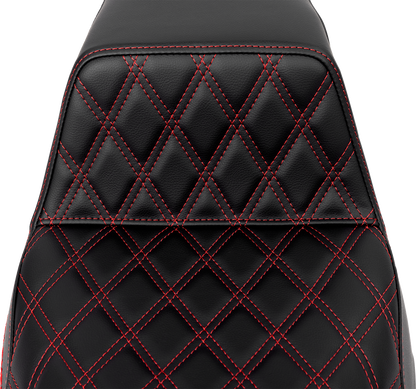 SADDLEMEN Step-Up Seat - Front Lattice Stitch - Red Stitch - FLH/FLT '08-'23 808-07B-17204