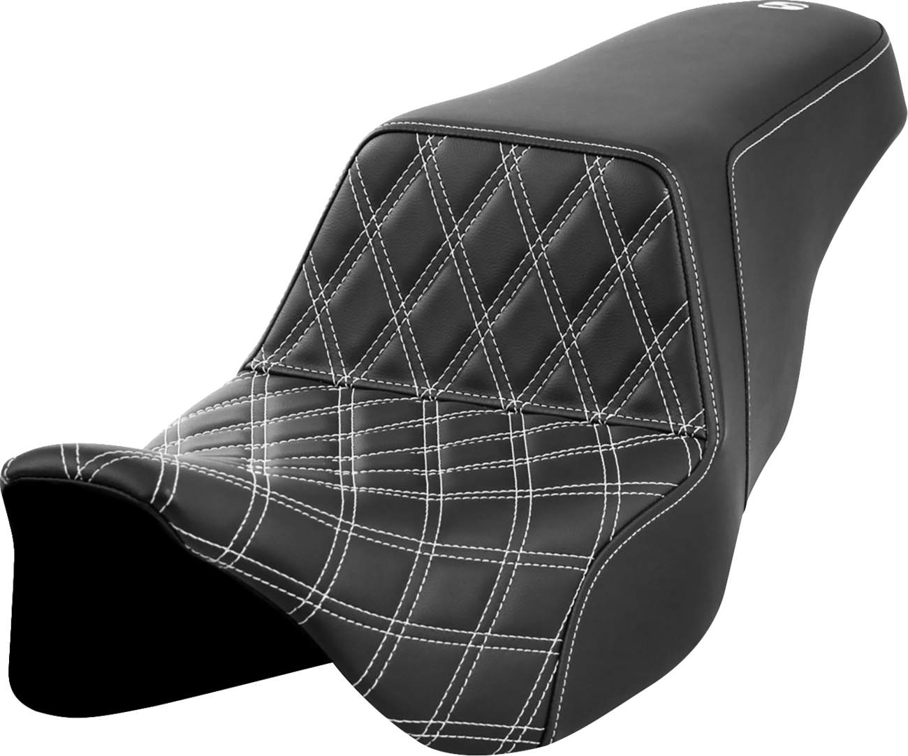 SADDLEMEN Step-Up Seat - Front Lattice Stitch - White Stitch - FLH/FLT '08-'23 808-07B-17206