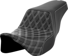 SADDLEMEN Step-Up Seat - Front Lattice Stitch - White Stitch - FLH/FLT '08-'23 808-07B-17206
