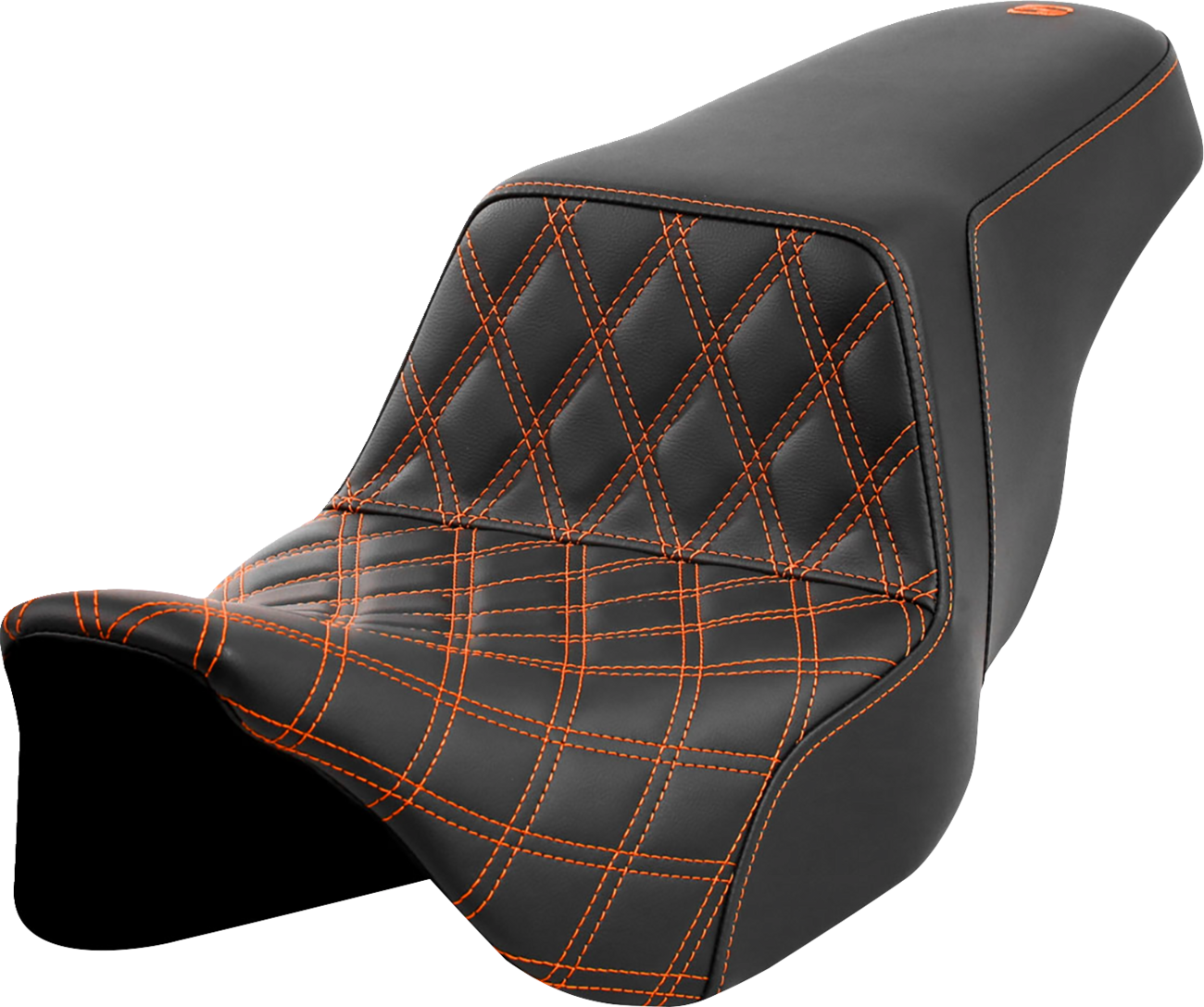 SADDLEMEN Step-Up Seat - Front Lattice Stitch - Orange Stitch - FLH/FLT '08-'23 808-07B-17203
