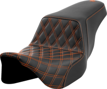 SADDLEMEN Step-Up Seat - Front Lattice Stitch - Orange Stitch - FLH/FLT '08-'23 808-07B-17203