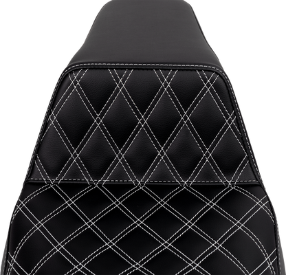 SADDLEMEN Step-Up Seat - Front Lattice Stitch - White Stitch - FLH/FLT '08-'23 808-07B-17206