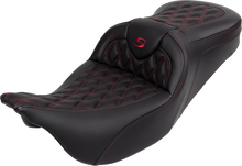SADDLEMEN Roadsofa™ Seat - with Backrest - Wine Berry Stitch - FL '08-'23 808-07B-182B8
