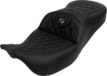 SADDLEMEN Roadsofa™ Seat - with Backrest - Dark Gray Stitch - FL '08-'23 808-07B-182B2