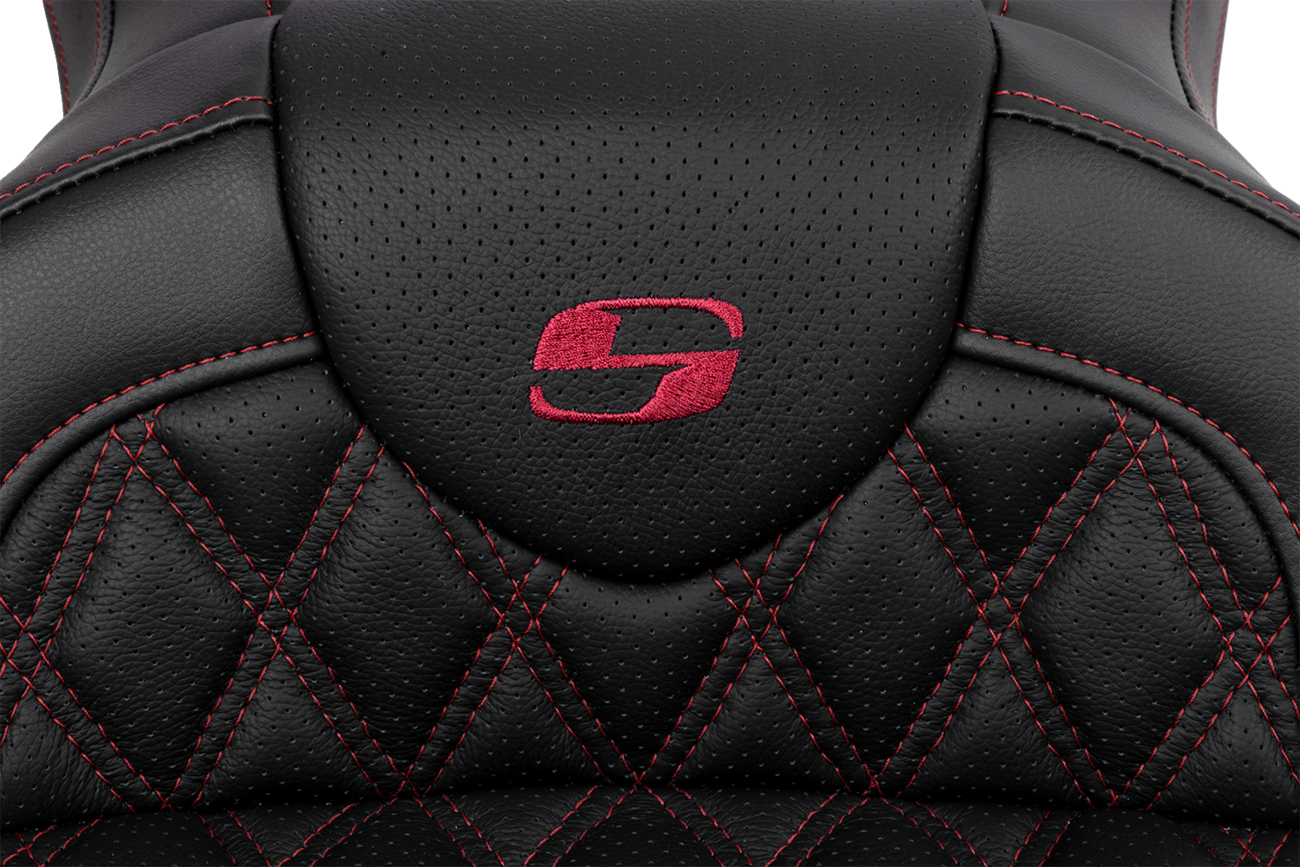 SADDLEMEN Roadsofa™ Seat - with Backrest - Wine Berry Stitch - FL '08-'23 808-07B-182B8