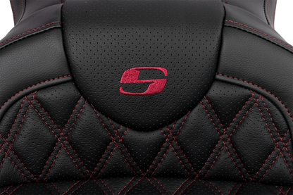 SADDLEMEN Roadsofa™ Seat - with Backrest - Wine Berry Stitch - FL '08-'23 808-07B-182B8