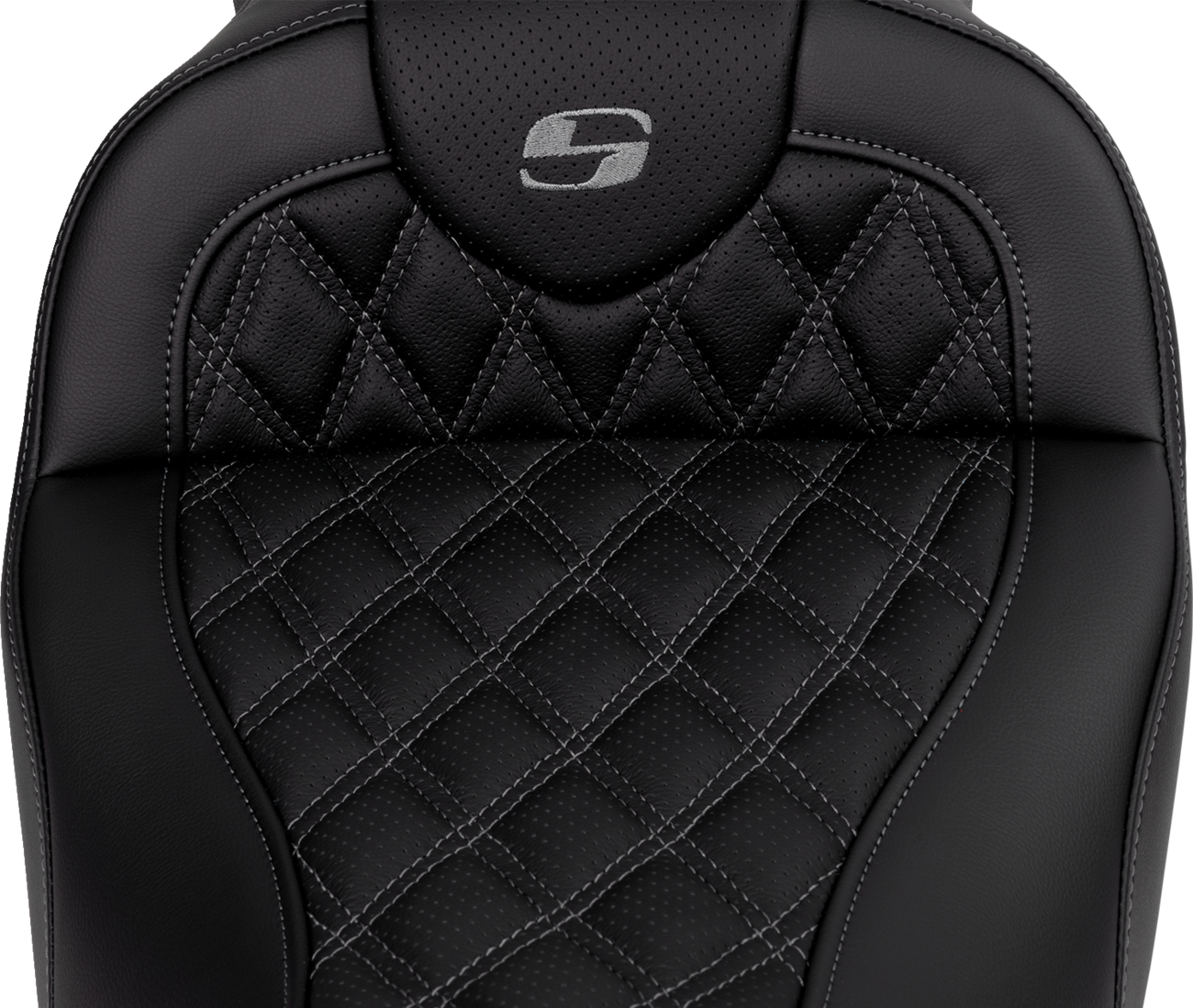 SADDLEMEN Roadsofa™ Seat - with Backrest - Dark Gray Stitch - FL '08-'23 808-07B-182B2
