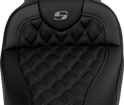 SADDLEMEN Roadsofa™ Seat - with Backrest - Dark Gray Stitch - FL '08-'23 808-07B-182B2