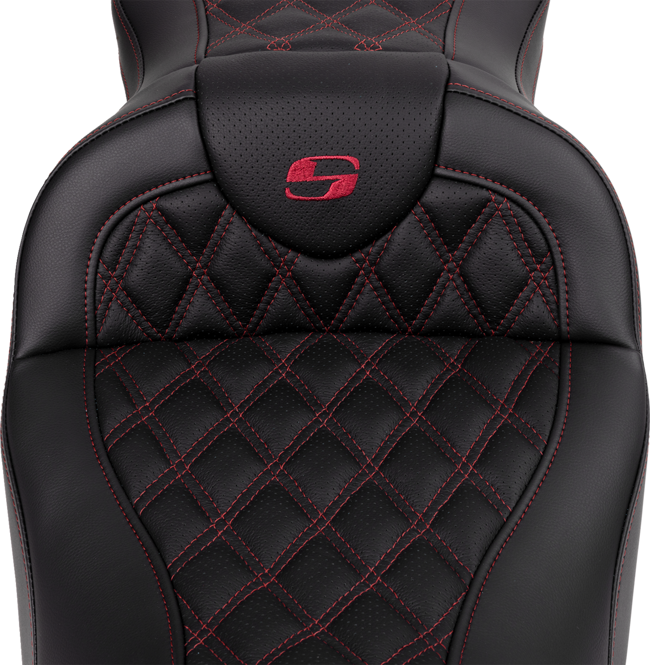 SADDLEMEN Roadsofa™ Seat - with Backrest - Wine Berry Stitch - FL '08-'23 808-07B-182B8