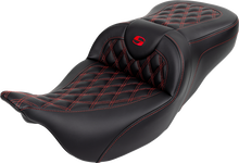 SADDLEMEN Roadsofa™ Seat - with Backrest - Red Stitch - FL '08-'23 808-07B-182B4