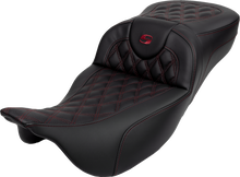 SADDLEMEN Roadsofa™ Extended Reach Seat - Lattice Stitch - Wine Berry Stitch - with Backrest - FL '08-'24 808-07B-184B8