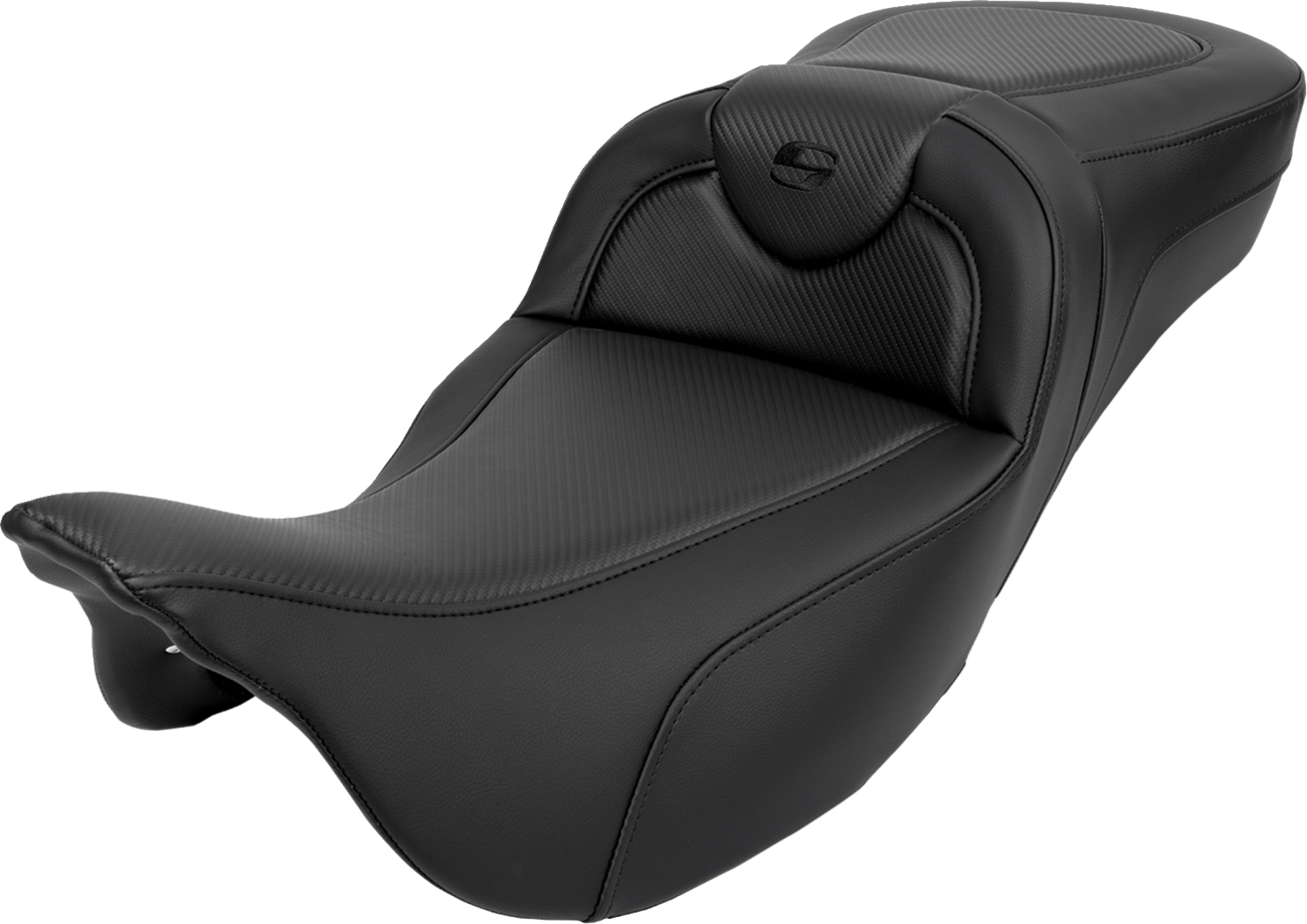 SADDLEMEN Roadsofa™ Extended Reach Seat - Carbon Fiber - Black Stitch - without Backrest - FL '08-'24 808-07B-18600