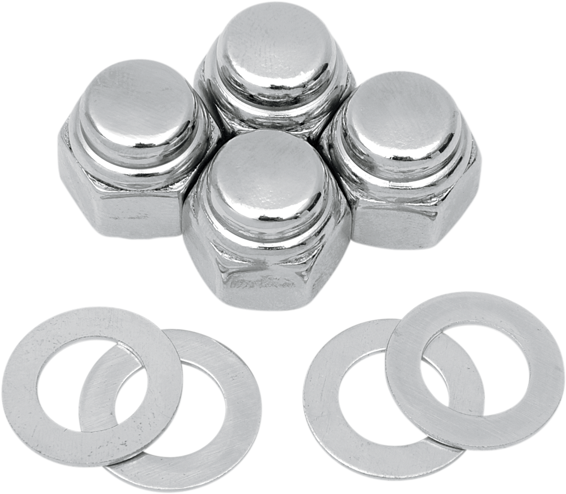 COLONY Cap Nuts with Washers - Rocker Shaft End - Hex - '66-'84 Big Twin/Sportster 8400-8